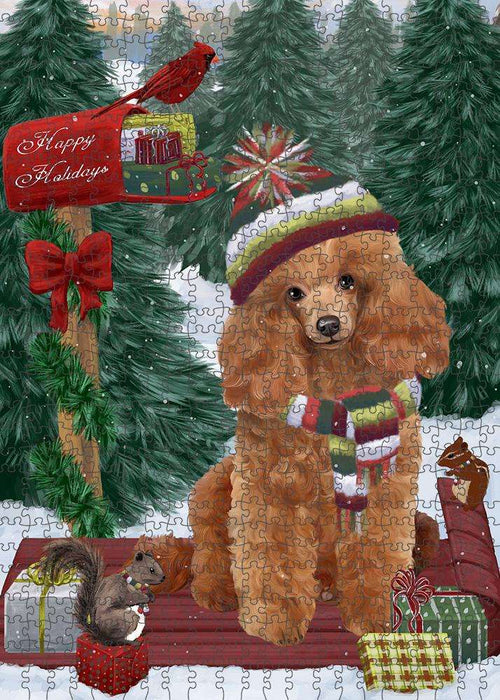 Merry Christmas Woodland Sled Poodle Dog Puzzle  PUZL88084