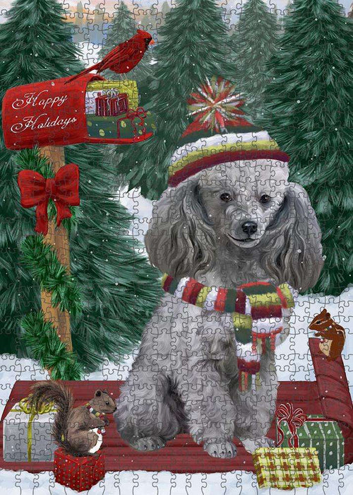 Merry Christmas Woodland Sled Poodle Dog Puzzle  PUZL88088