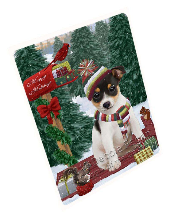 Merry Christmas Woodland Sled Rat Terrier Dog Cutting Board C70161