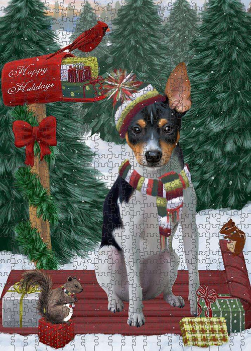 Merry Christmas Woodland Sled Rat Terrier Dog Puzzle  PUZL88108