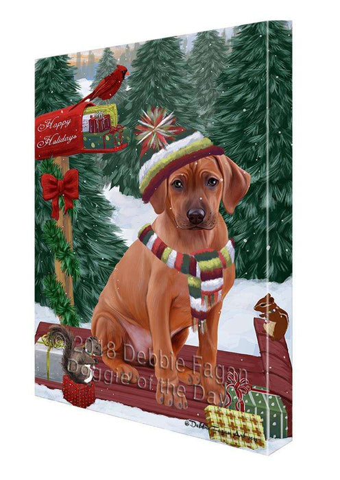 Merry Christmas Woodland Sled Rhodesian Ridgeback Dog Canvas Print Wall Art Décor CVS115028