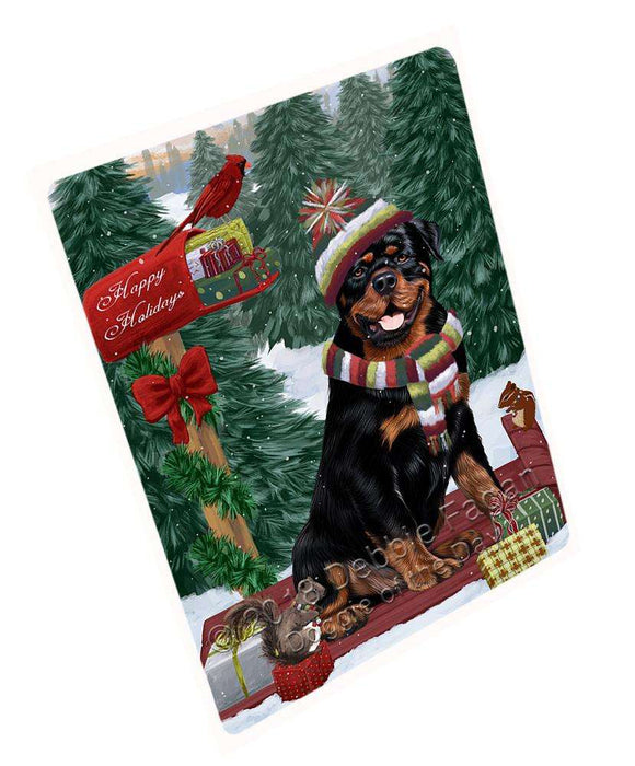 Merry Christmas Woodland Sled Rottweiler Dog Large Refrigerator / Dishwasher Magnet RMAG92340