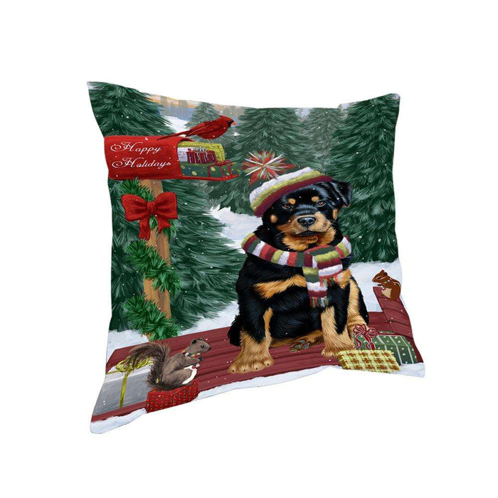 Merry Christmas Woodland Sled Rottweiler Dog Pillow PIL77324