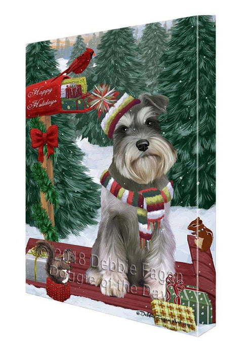 Merry Christmas Woodland Sled Schnauzer Dog Canvas Print Wall Art Décor CVS115109