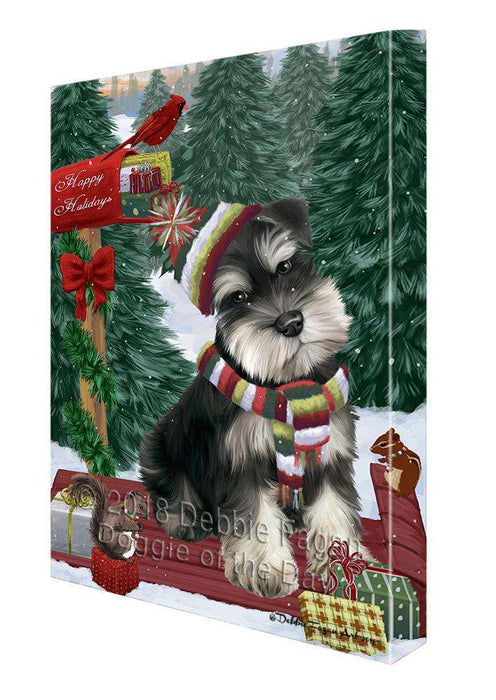 Merry Christmas Woodland Sled Schnauzer Dog Canvas Print Wall Art Décor CVS115118
