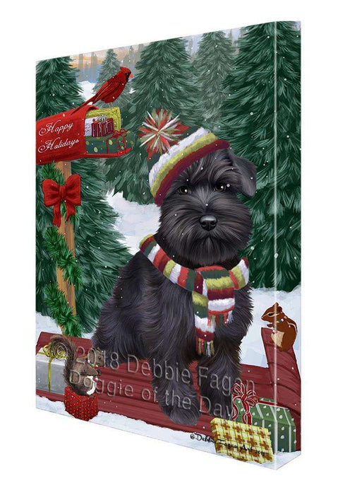 Merry Christmas Woodland Sled Schnauzer Dog Canvas Print Wall Art Décor CVS115127