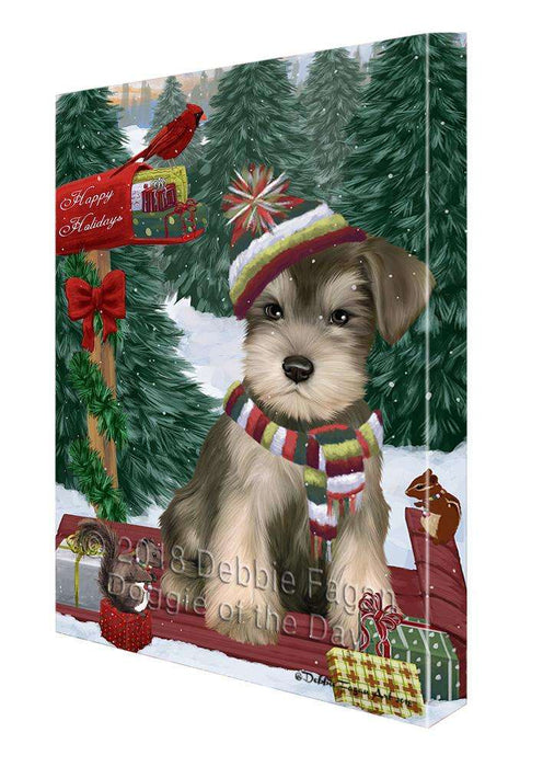 Merry Christmas Woodland Sled Schnauzer Dog Canvas Print Wall Art Décor CVS115136