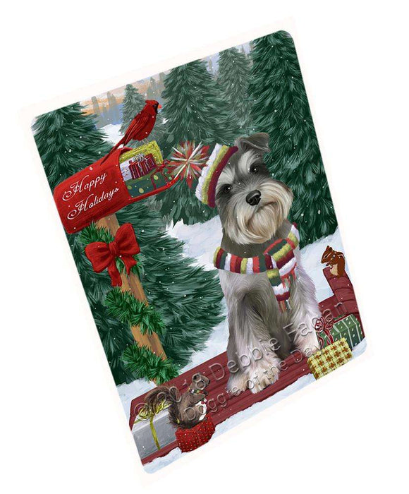 Merry Christmas Woodland Sled Schnauzer Dog Large Refrigerator / Dishwasher Magnet RMAG92388
