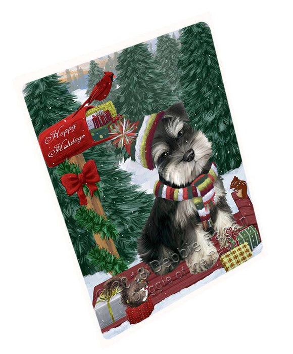 Merry Christmas Woodland Sled Schnauzer Dog Large Refrigerator / Dishwasher Magnet RMAG92394