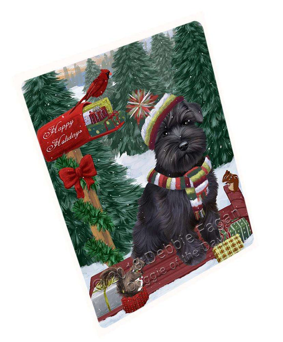 Merry Christmas Woodland Sled Schnauzer Dog Large Refrigerator / Dishwasher Magnet RMAG92400