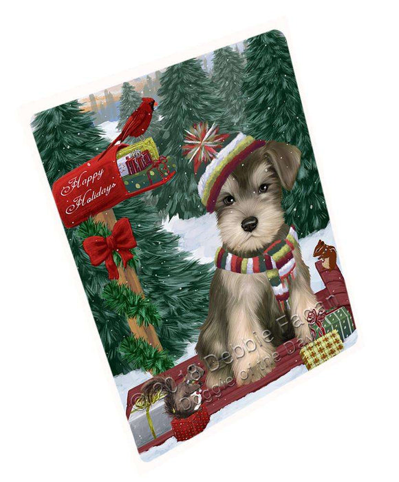 Merry Christmas Woodland Sled Schnauzer Dog Large Refrigerator / Dishwasher Magnet RMAG92406