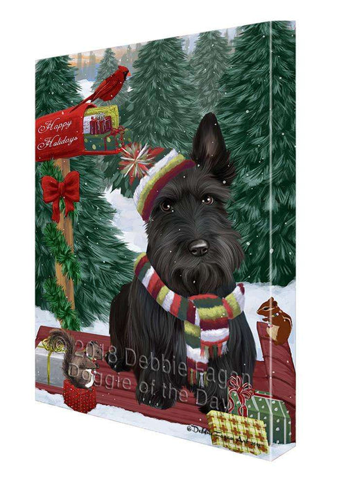 Merry Christmas Woodland Sled Scottish Terrier Dog Canvas Print Wall Art Décor CVS115145