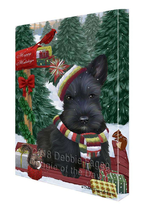 Merry Christmas Woodland Sled Scottish Terrier Dog Canvas Print Wall Art Décor CVS115154