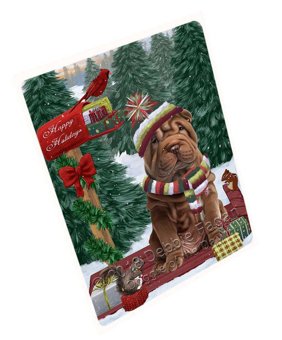 Merry Christmas Woodland Sled Shar Pei Dog Cutting Board C70224