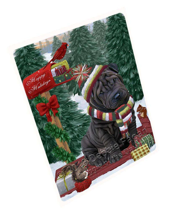 Merry Christmas Woodland Sled Shar Pei Dog Cutting Board C70227