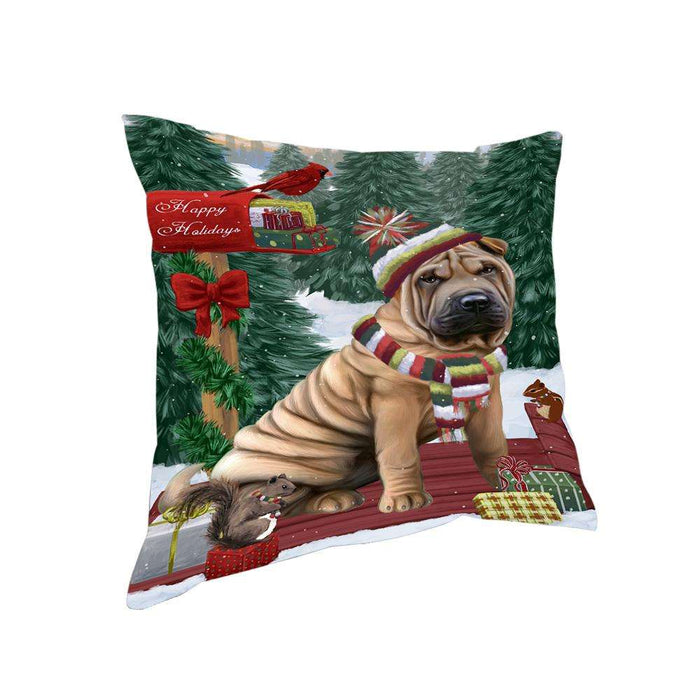 Merry Christmas Woodland Sled Shar Pei Dog Pillow PIL77376