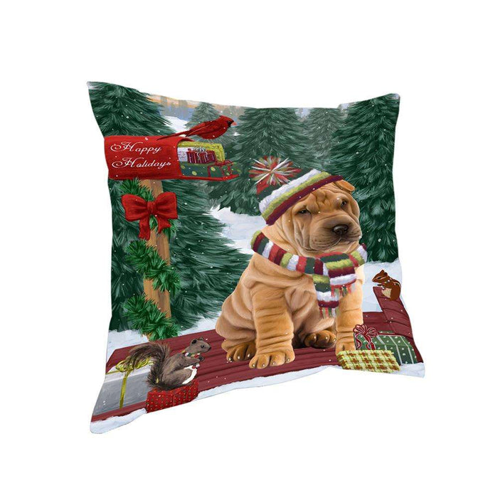 Merry Christmas Woodland Sled Shar Pei Dog Pillow PIL77380