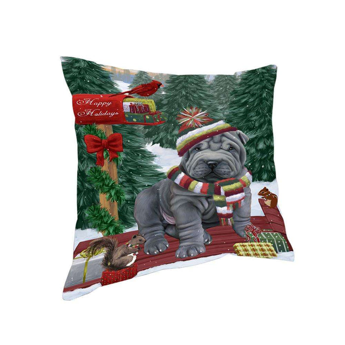 Merry Christmas Woodland Sled Shar Pei Dog Pillow PIL77384