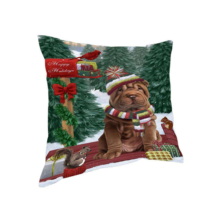 Merry Christmas Woodland Sled Shar Pei Dog Pillow PIL77388