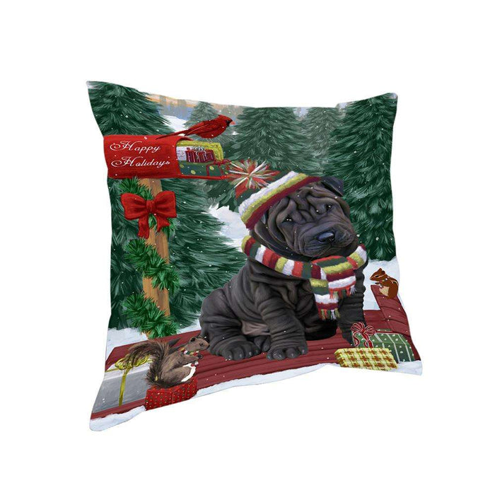 Merry Christmas Woodland Sled Shar Pei Dog Pillow PIL77392