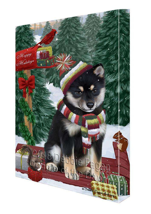 Merry Christmas Woodland Sled Shiba Inu Dog Canvas Print Wall Art Décor CVS115253