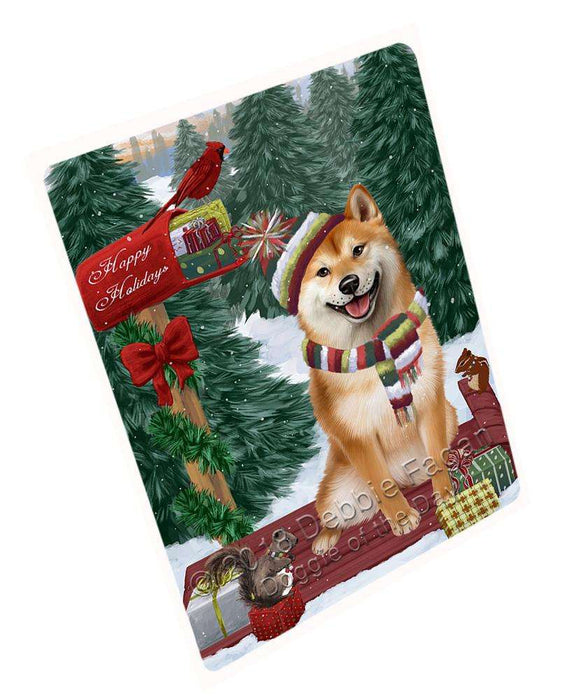 Merry Christmas Woodland Sled Shiba Inu Dog Large Refrigerator / Dishwasher Magnet RMAG92478