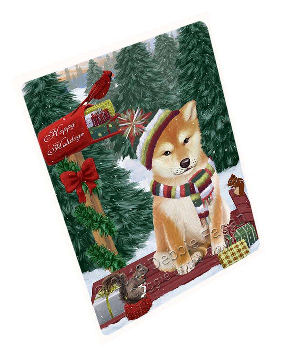 Merry Christmas Woodland Sled Shiba Inu Dog Large Refrigerator / Dishwasher Magnet RMAG92490