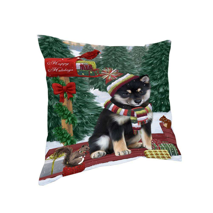 Merry Christmas Woodland Sled Shiba Inu Dog Pillow PIL77416