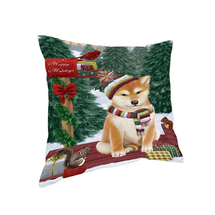 Merry Christmas Woodland Sled Shiba Inu Dog Pillow PIL77420