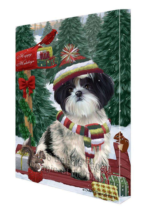 Merry Christmas Woodland Sled Shih Tzu Dog Canvas Print Wall Art Décor CVS115271