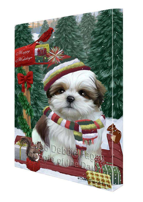 Merry Christmas Woodland Sled Shih Tzu Dog Canvas Print Wall Art Décor CVS115280