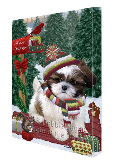 Merry Christmas Woodland Sled Shih Tzu Dog Canvas Print Wall Art Décor CVS115289