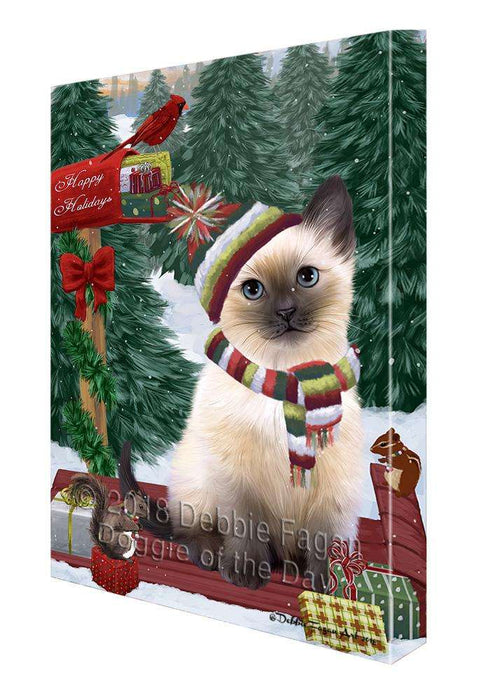 Merry Christmas Woodland Sled Siamese Cat Canvas Print Wall Art Décor CVS115316