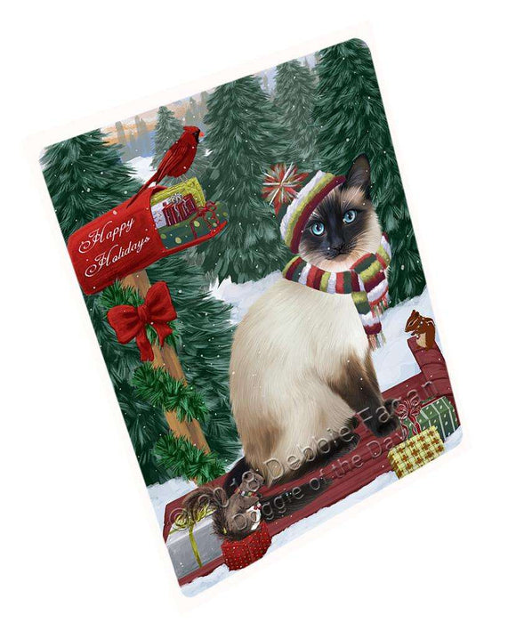 Merry Christmas Woodland Sled Siamese Cat Large Refrigerator / Dishwasher Magnet RMAG92520