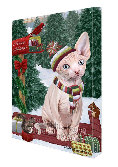 Merry Christmas Woodland Sled Sphynx Cat Canvas Print Wall Art Décor CVS115370