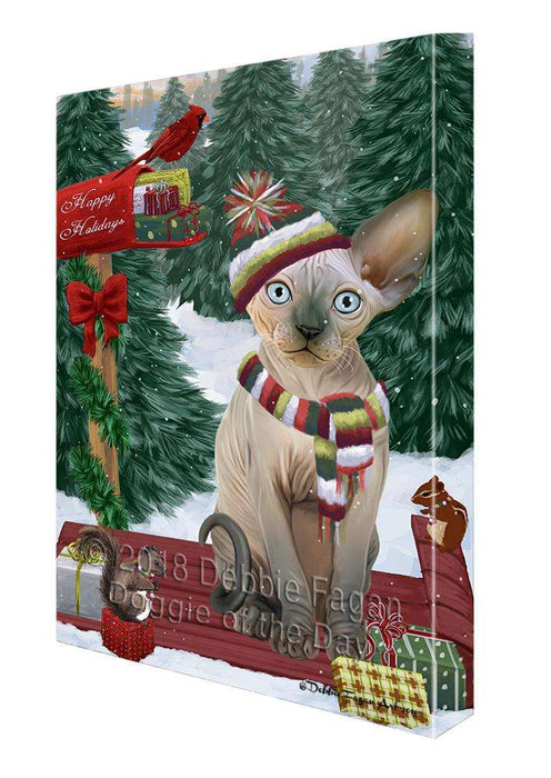 Merry Christmas Woodland Sled Sphynx Cat Canvas Print Wall Art Décor CVS115388