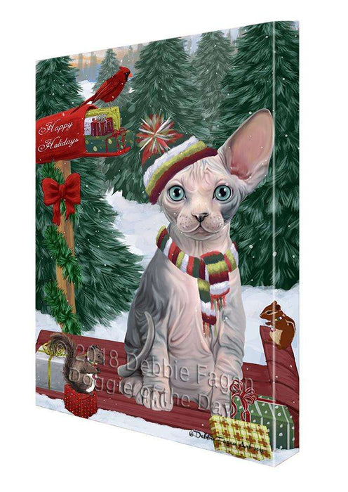Merry Christmas Woodland Sled Sphynx Cat Canvas Print Wall Art Décor CVS115397