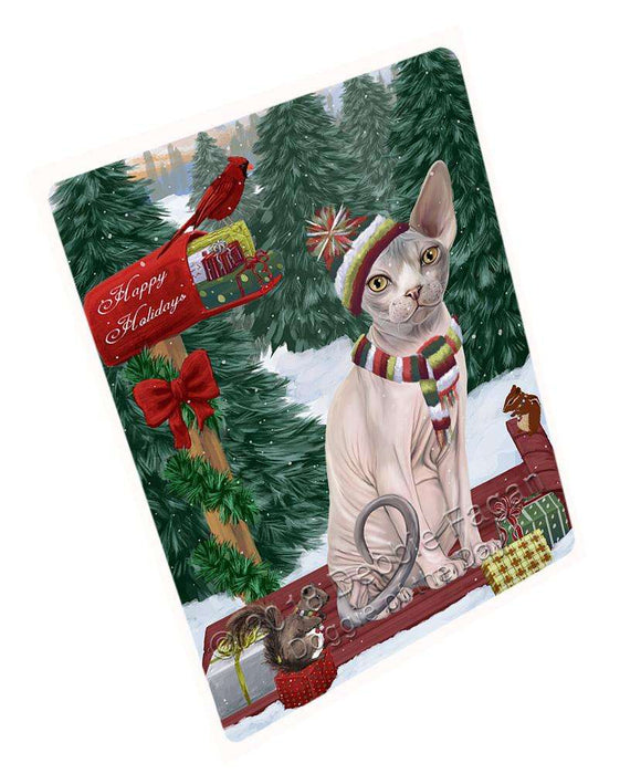 Merry Christmas Woodland Sled Sphynx Cat Cutting Board C70281