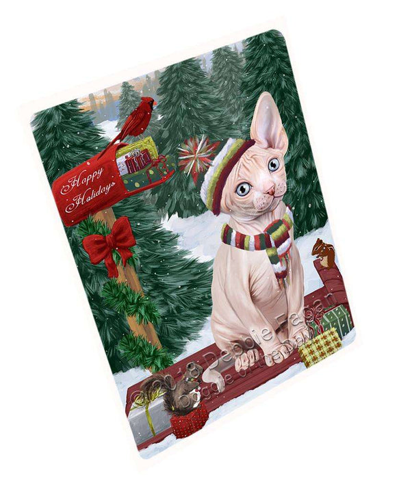 Merry Christmas Woodland Sled Sphynx Cat Cutting Board C70284