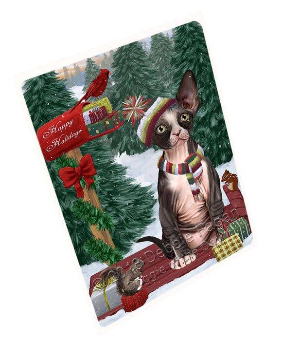 Merry Christmas Woodland Sled Sphynx Cat Cutting Board C70287