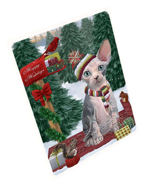 Merry Christmas Woodland Sled Sphynx Cat Large Refrigerator / Dishwasher Magnet RMAG92580