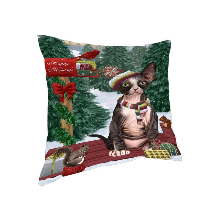 Merry Christmas Woodland Sled Sphynx Cat Pillow PIL77472
