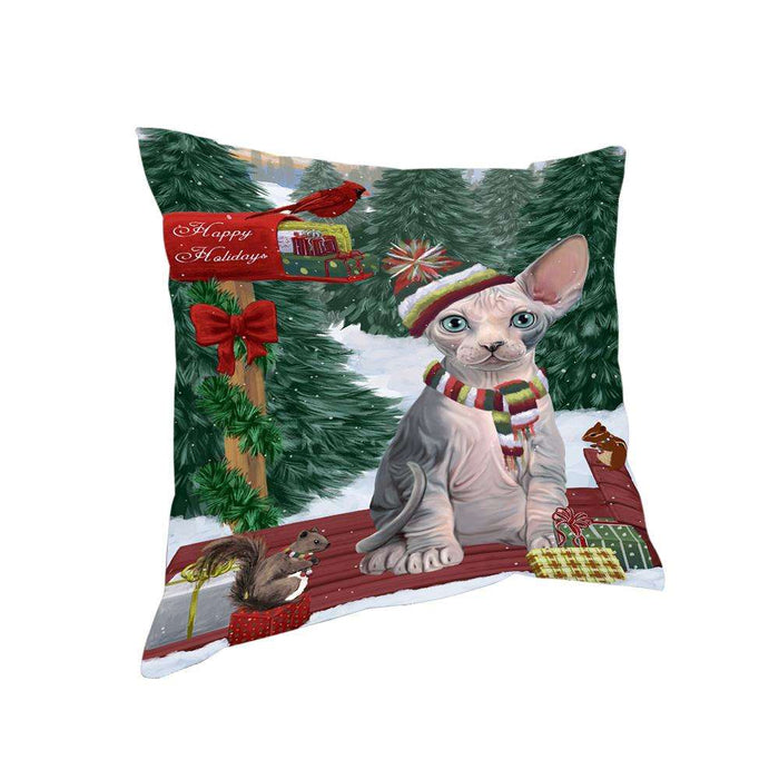 Merry Christmas Woodland Sled Sphynx Cat Pillow PIL77480