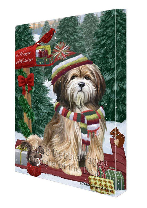 Merry Christmas Woodland Sled Tibetan Terrier Dog Canvas Print Wall Art Décor CVS115406