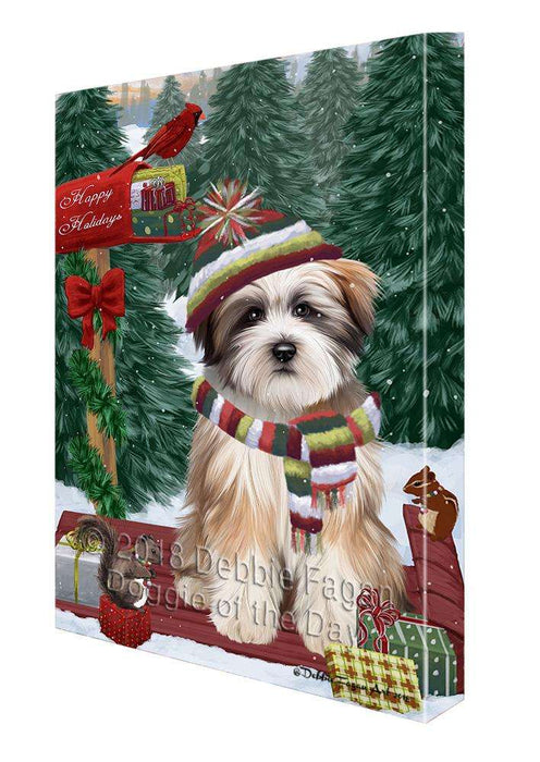 Merry Christmas Woodland Sled Tibetan Terrier Dog Canvas Print Wall Art Décor CVS115415