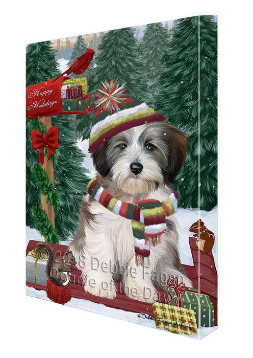Merry Christmas Woodland Sled Tibetan Terrier Dog Canvas Print Wall Art Décor CVS115424