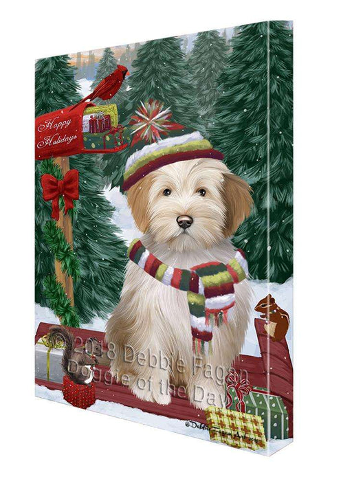 Merry Christmas Woodland Sled Tibetan Terrier Dog Canvas Print Wall Art Décor CVS115433