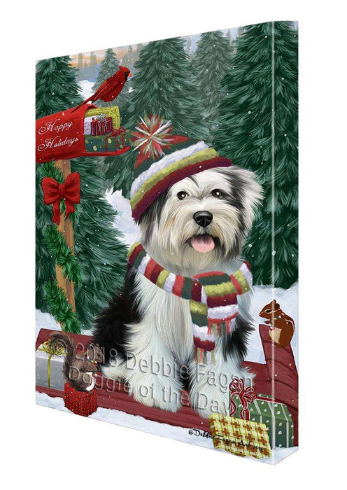 Merry Christmas Woodland Sled Tibetan Terrier Dog Canvas Print Wall Art Décor CVS115442