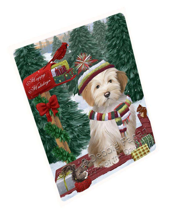 Merry Christmas Woodland Sled Tibetan Terrier Dog Cutting Board C70305