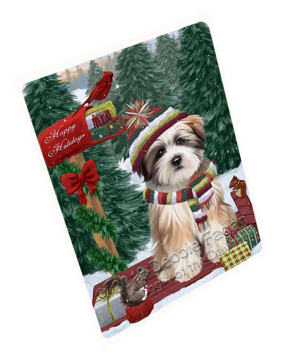 Merry Christmas Woodland Sled Tibetan Terrier Dog Large Refrigerator / Dishwasher Magnet RMAG92592